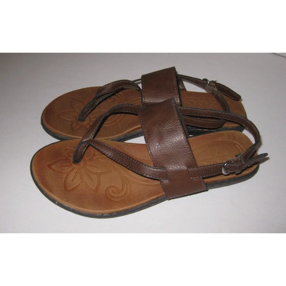 Born Concept Sandals Women’s 7 M Thong Slingback Flats Brown‎ Faux Leather